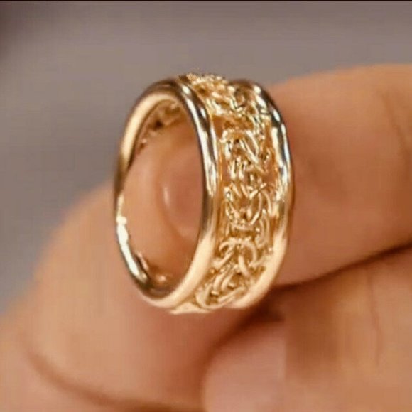 Pure 18K  Gold Byzantine Infinity Ring  *SIZE 8 - Picture 8 of 10